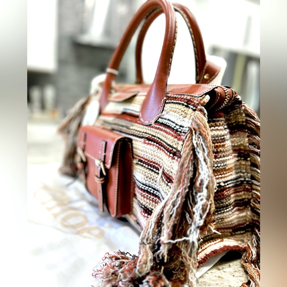 NWT Chloe Authentic Cashmere/Calfskin Large Multicolor Bag - Picture 3 of 16